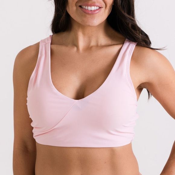 NWT Small: Athletic Crossback Bikini Swimsuit Top / Sports Bralette in Light… - Picture 2 of 11